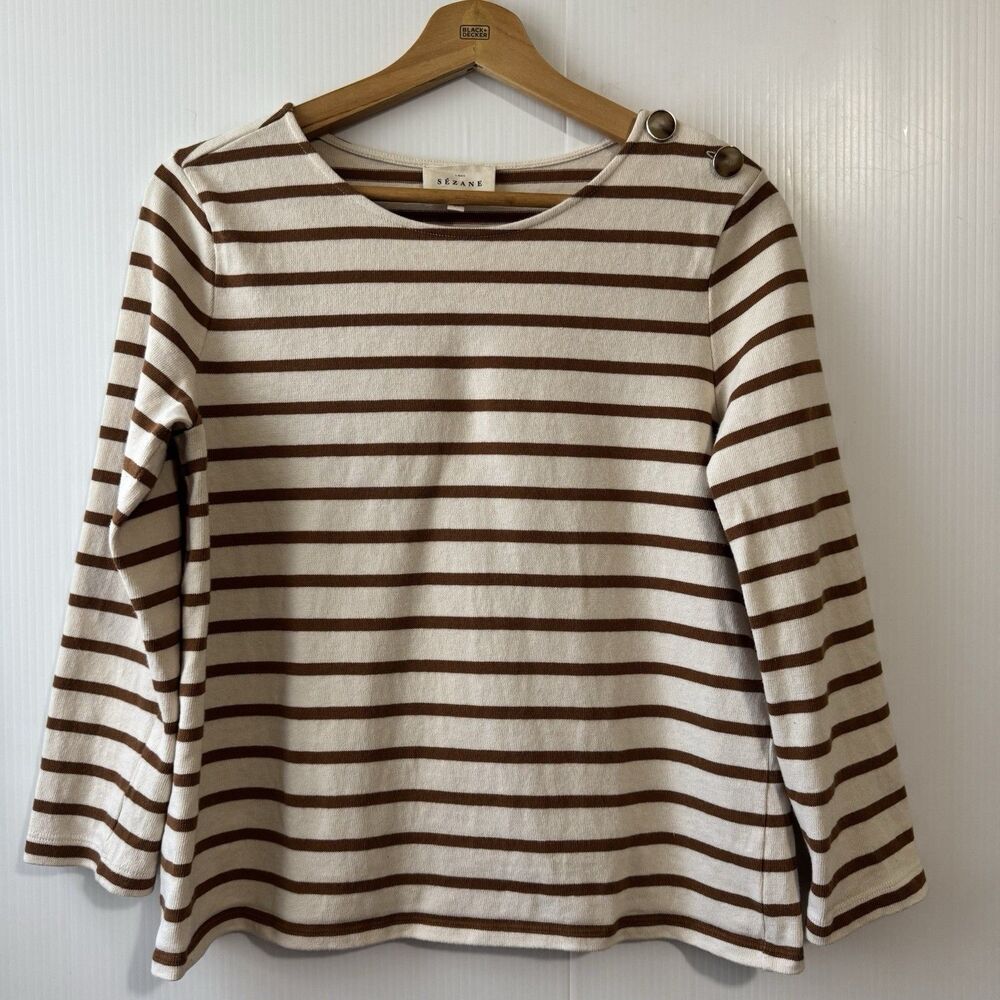 Sezane Colette Mariniere Size XS Organic Cotton French Breton Style Top Blouse